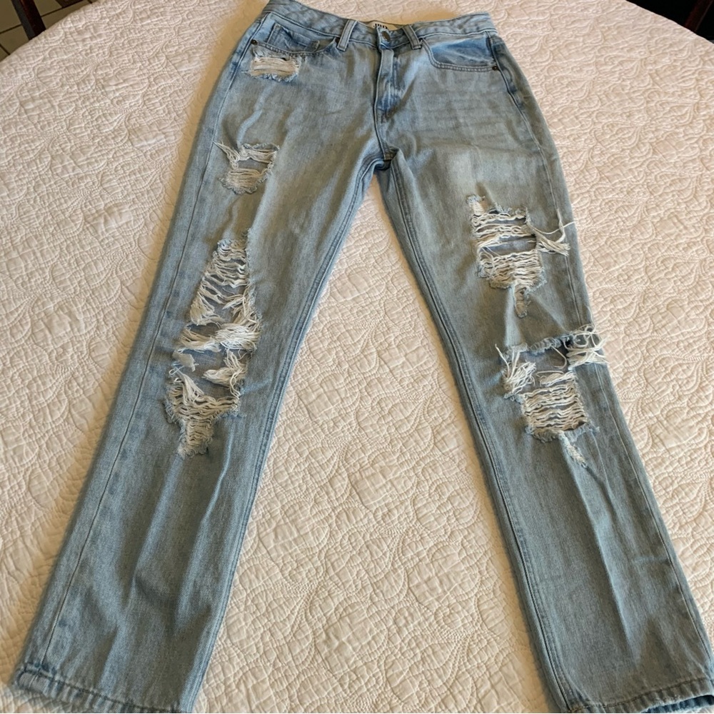 Just black denim blue jeans, 100 % cotton